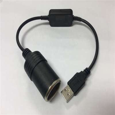 30cm 5V USB A Male to 12V Car Cigarette Lighter Socket female Step Up Converter Power Cable for 12v dc led lights